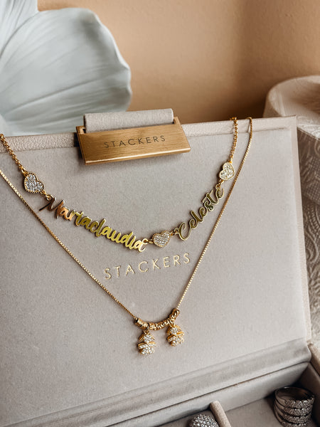 Collana Multi Nomi con Cuoricini di Pavè di Zirconi – Orchid Jewels