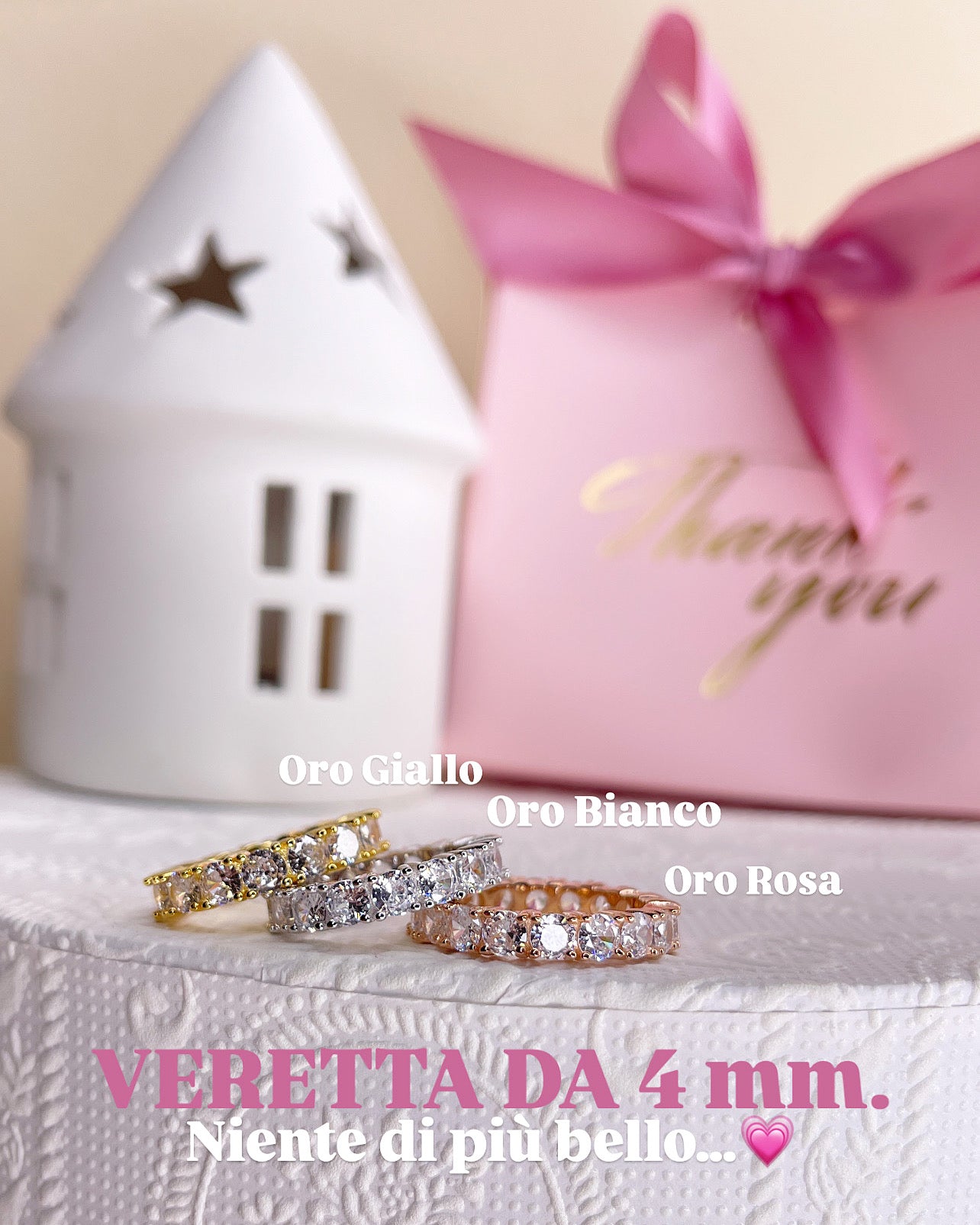 Veretta con Pietre Cubic Zirconia da 4 mm.