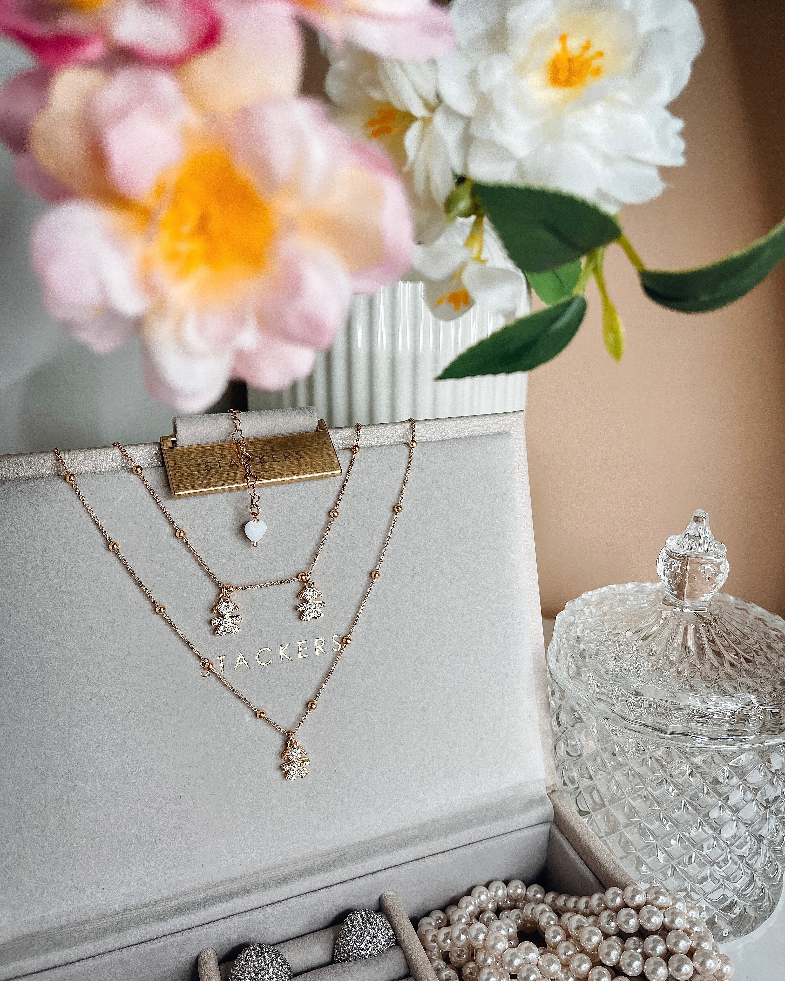 Collana Bebè di Zirconi con Catenina Sferette Alternate