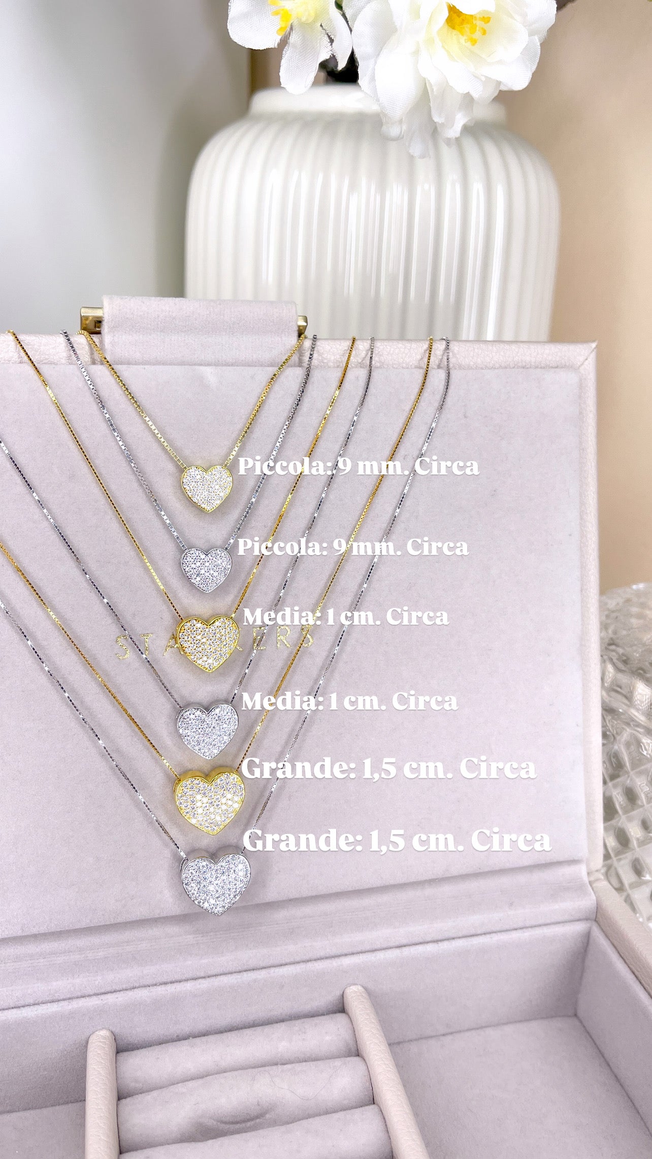 Collana con Cuore Pavè di Zirconi Passante