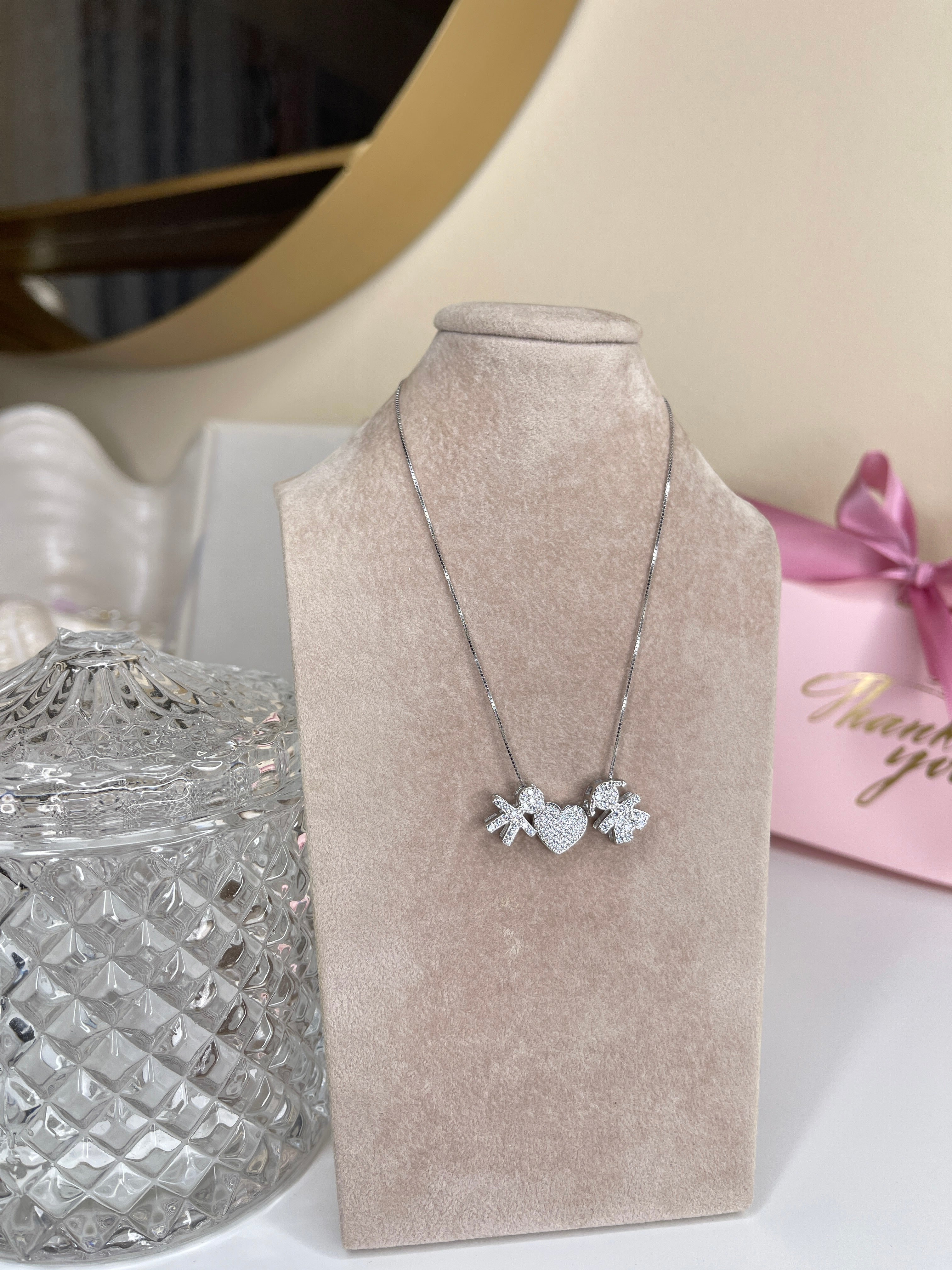 Collana Bebe di Zirconi Passanti con Cuore Pavè