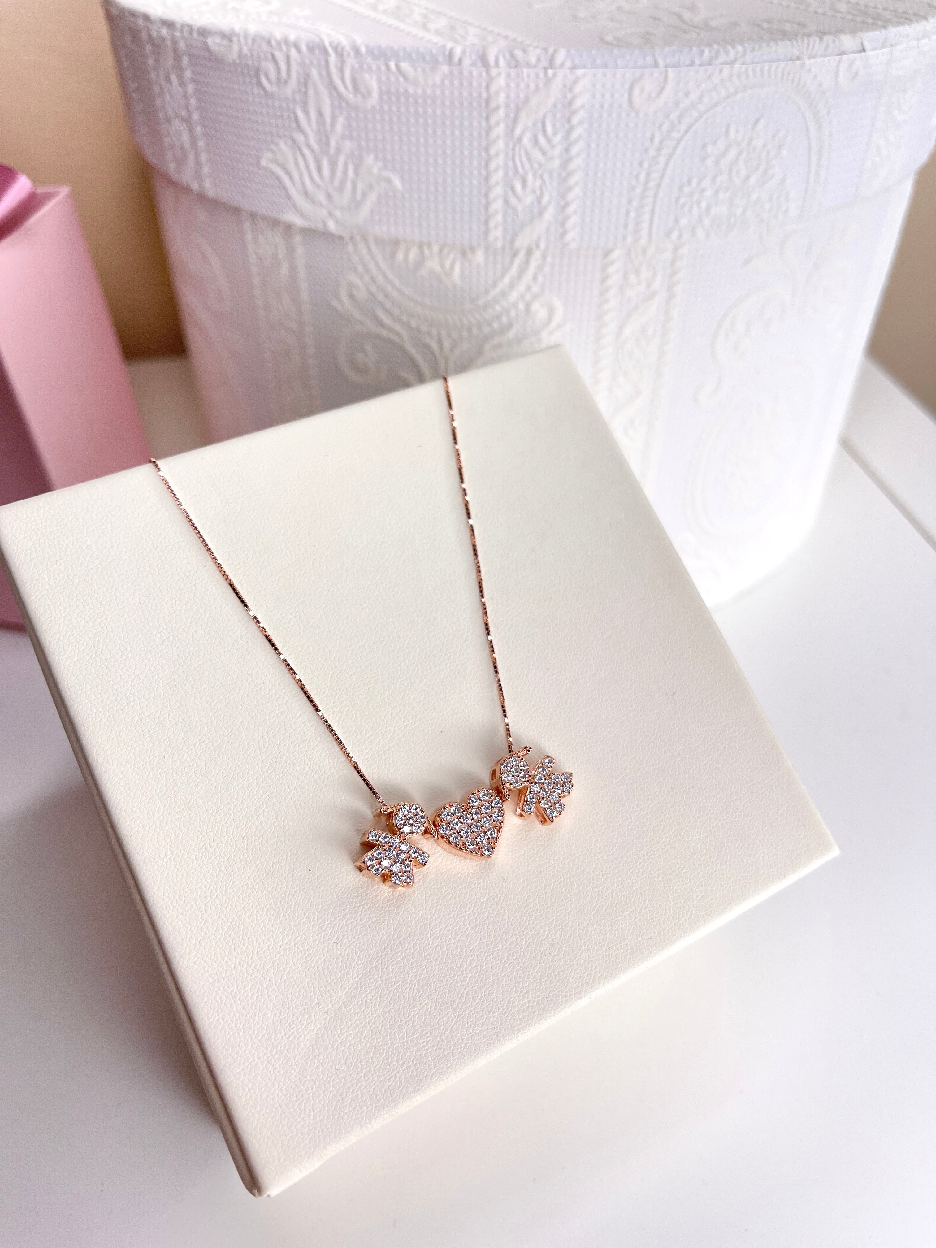 Collana Bebe di Zirconi Passanti con Cuore Pavè