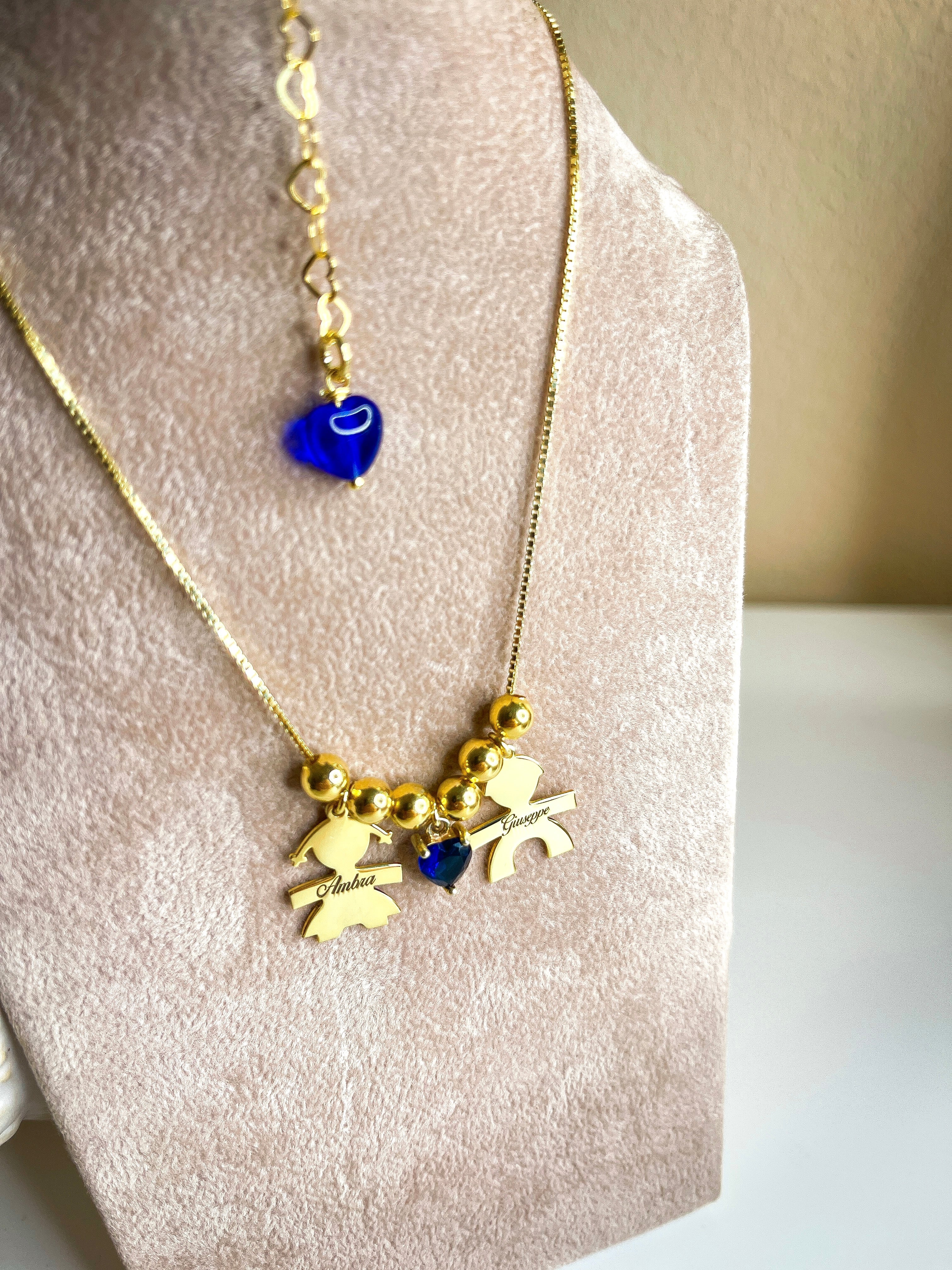 Collana Bebè Personalizzata con Cuore Colorato