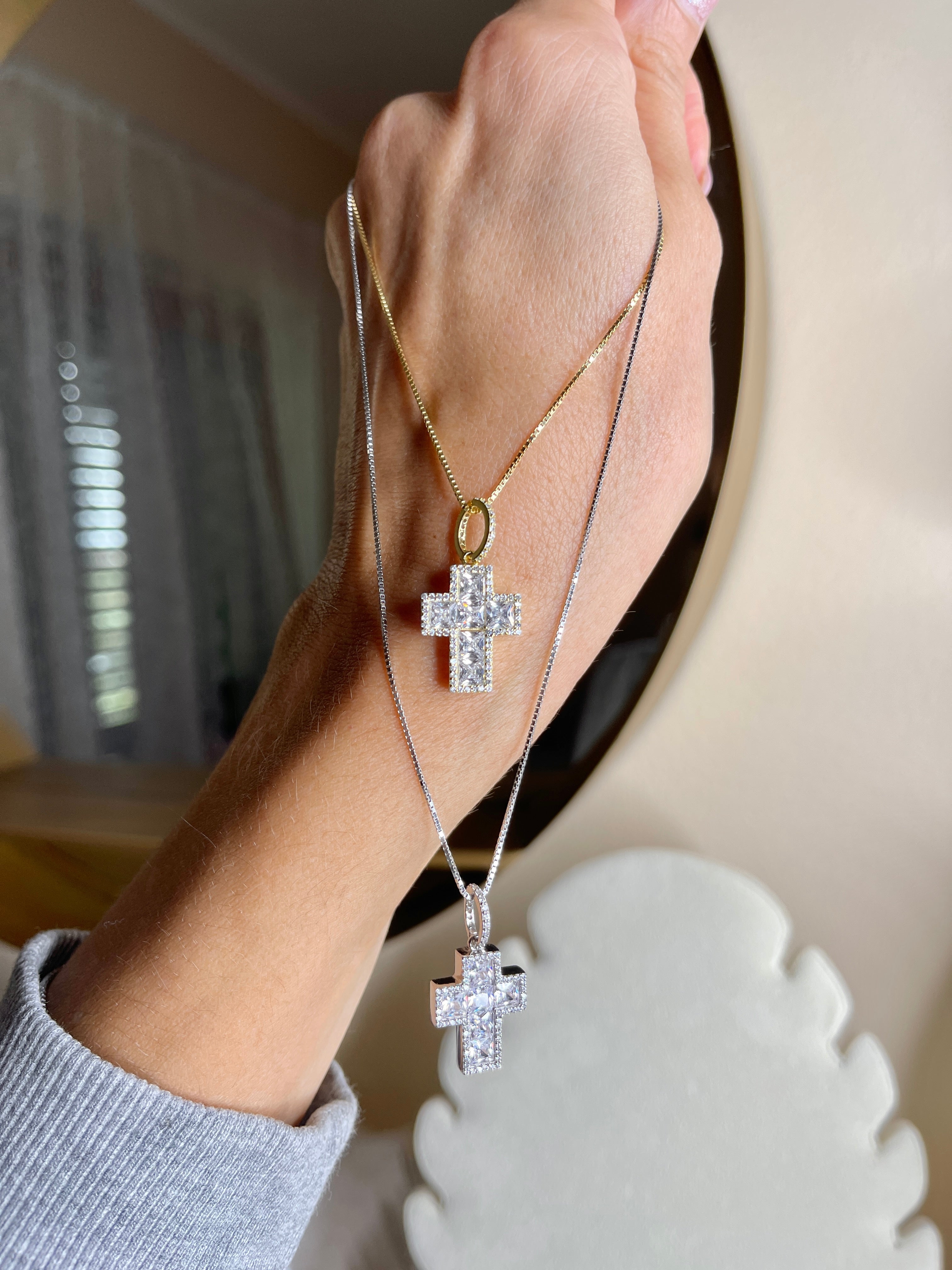 Collana Con Ciondolo A Croce In Pietra Naturale Olivenorma - Foto 8