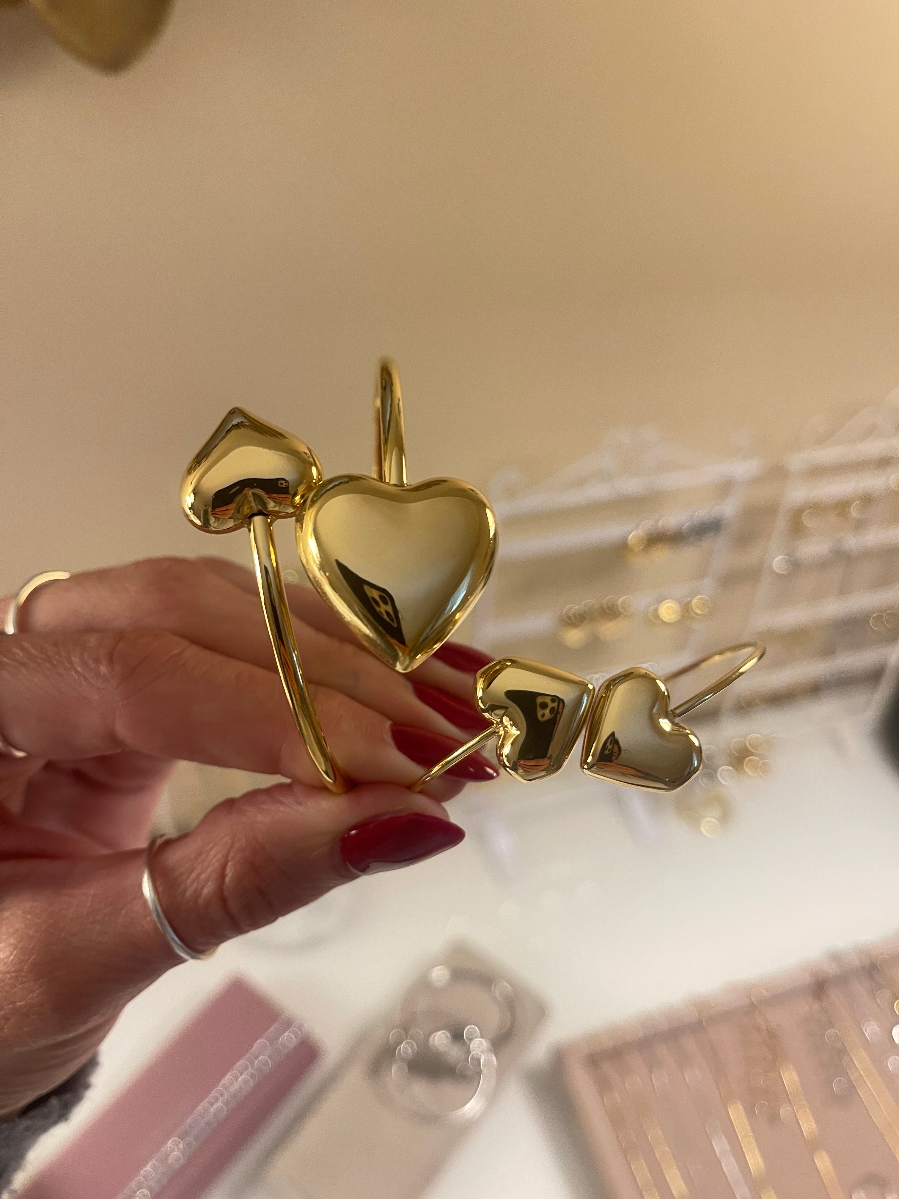 Bracciale Rigido Doppio Cuore