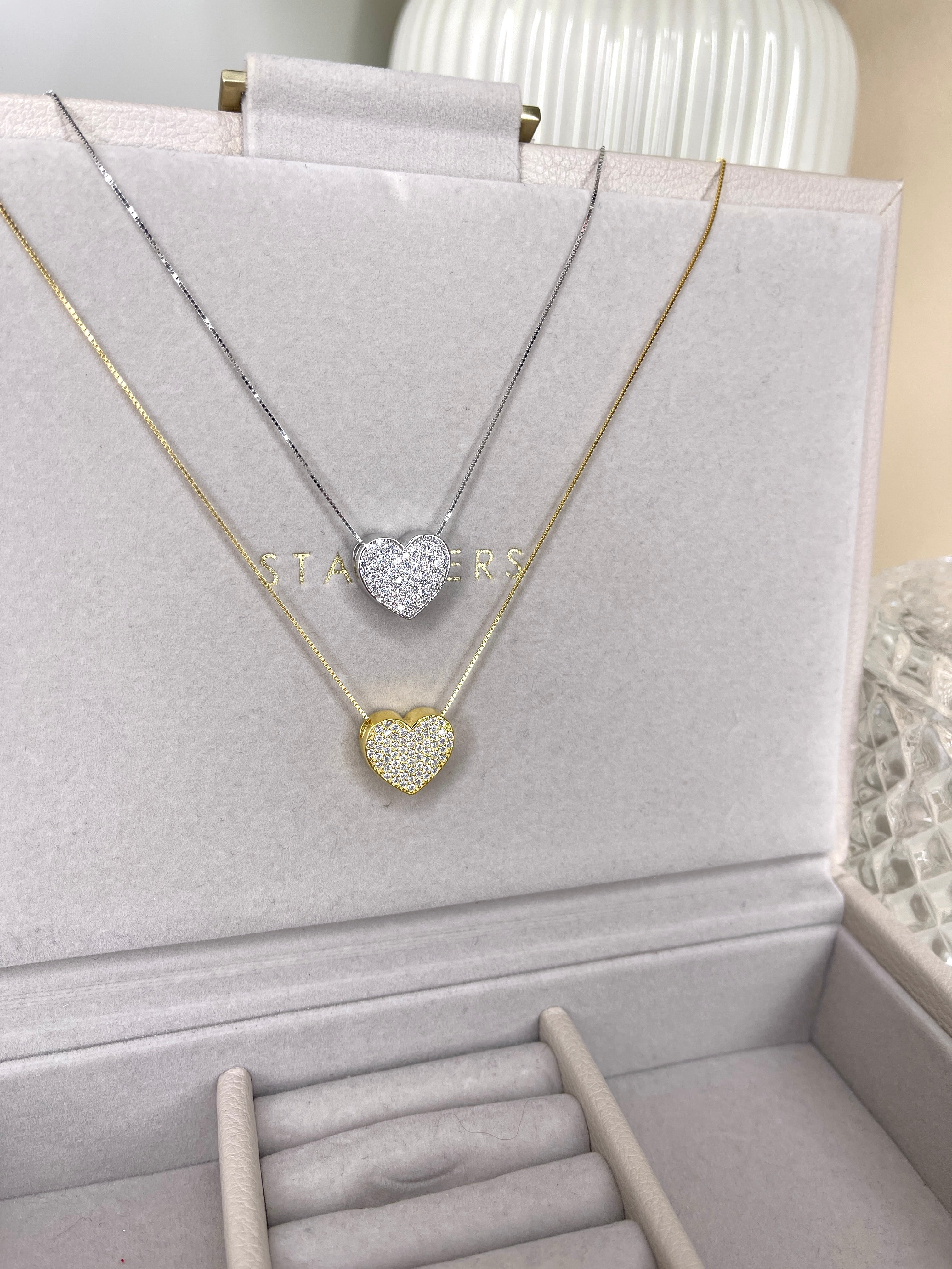 Collana con Cuore Pavè di Zirconi Passante