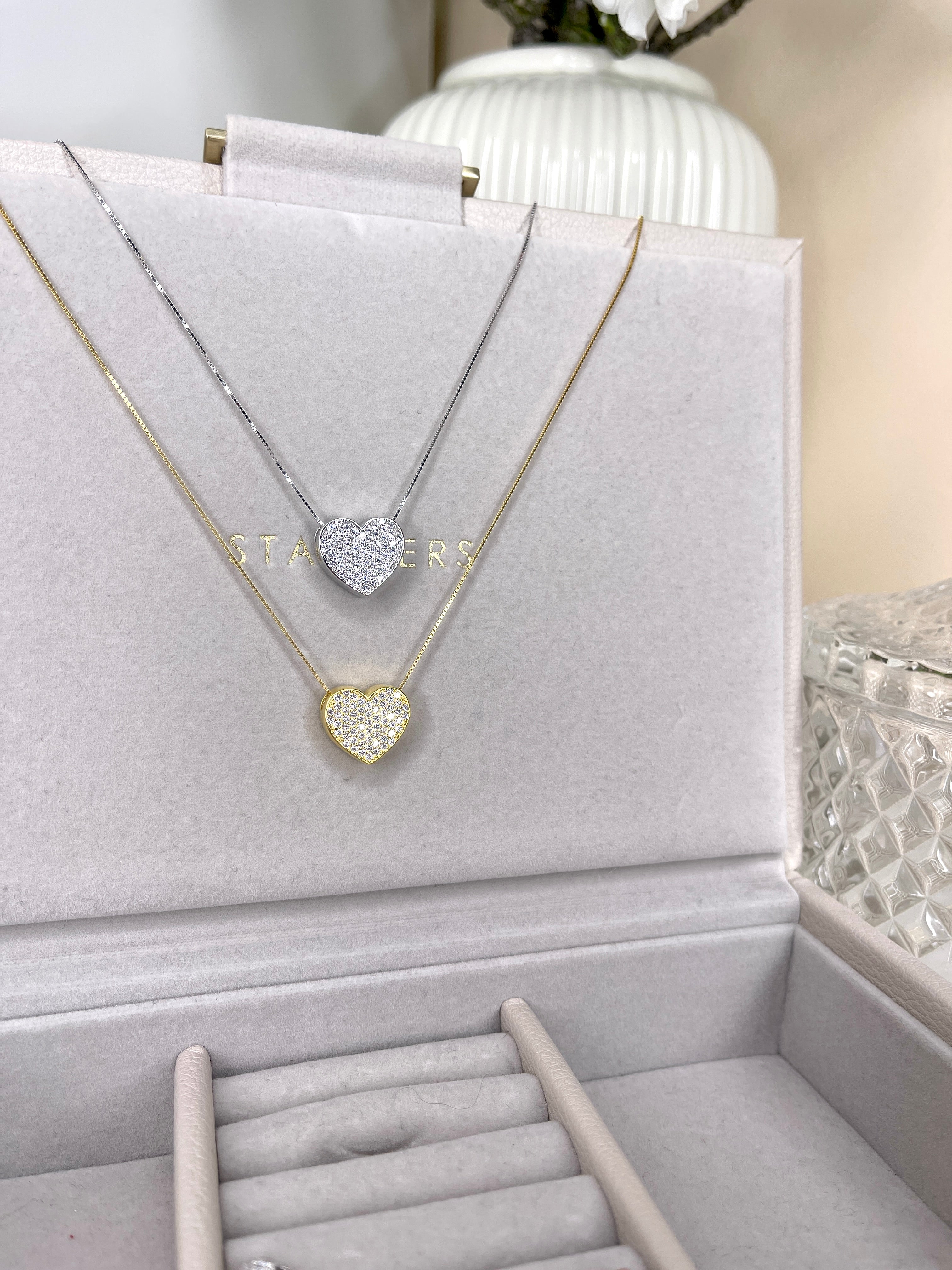 Collana con Cuore Pavè di Zirconi Passante