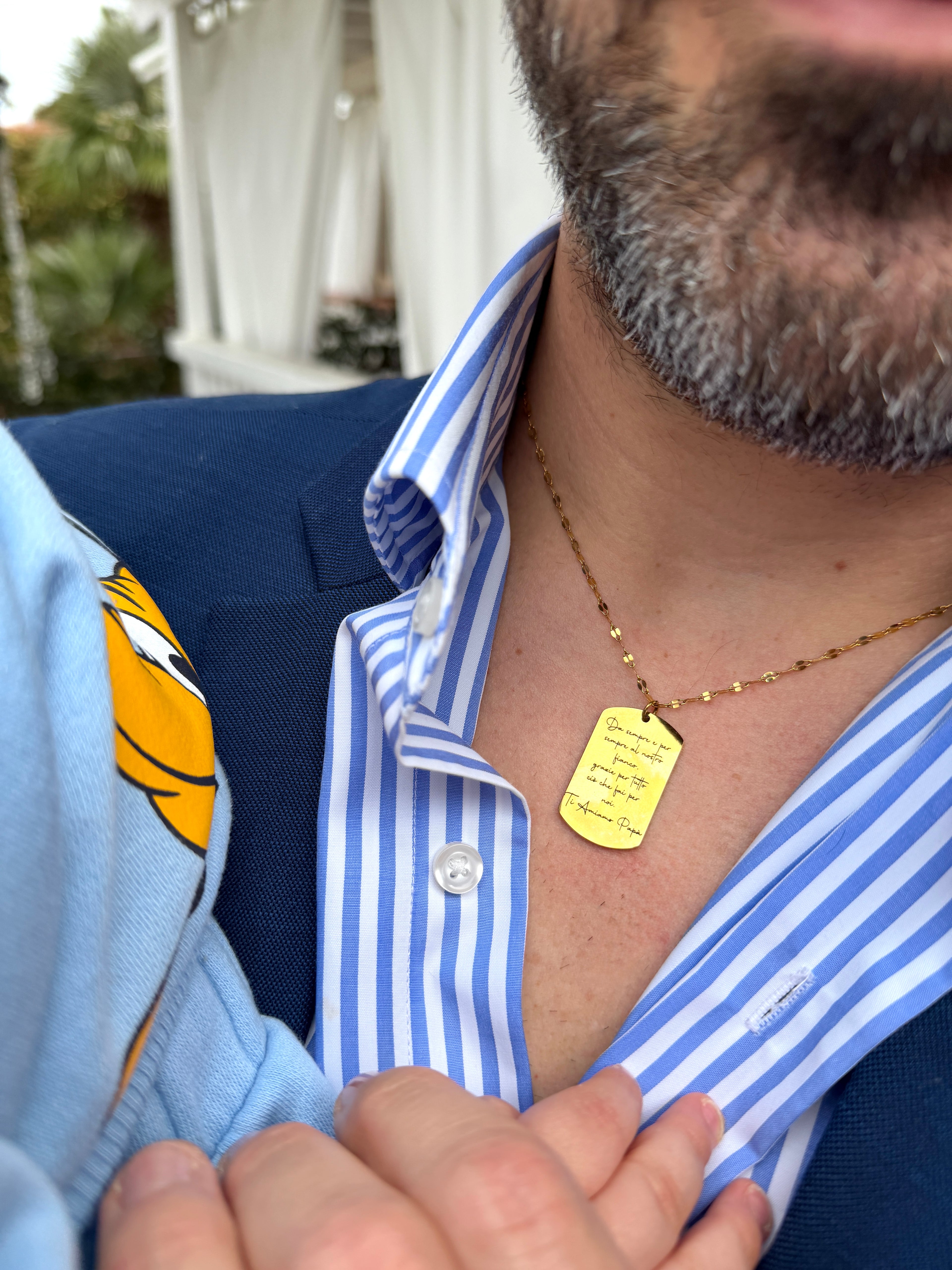 Collana Placchetta Maglia Marina