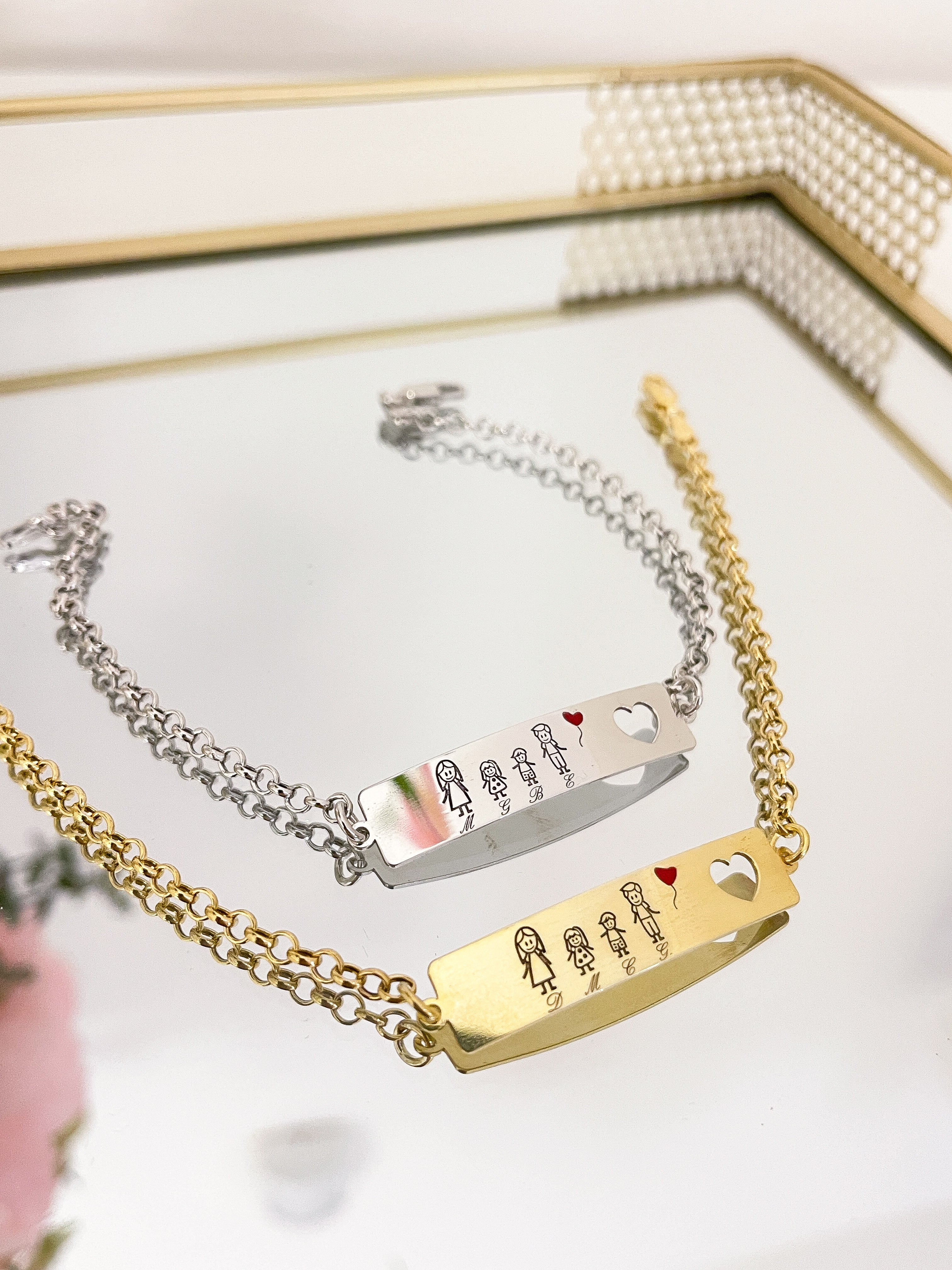 Bracciale Placchetta Family con Cuore Forato Unisex