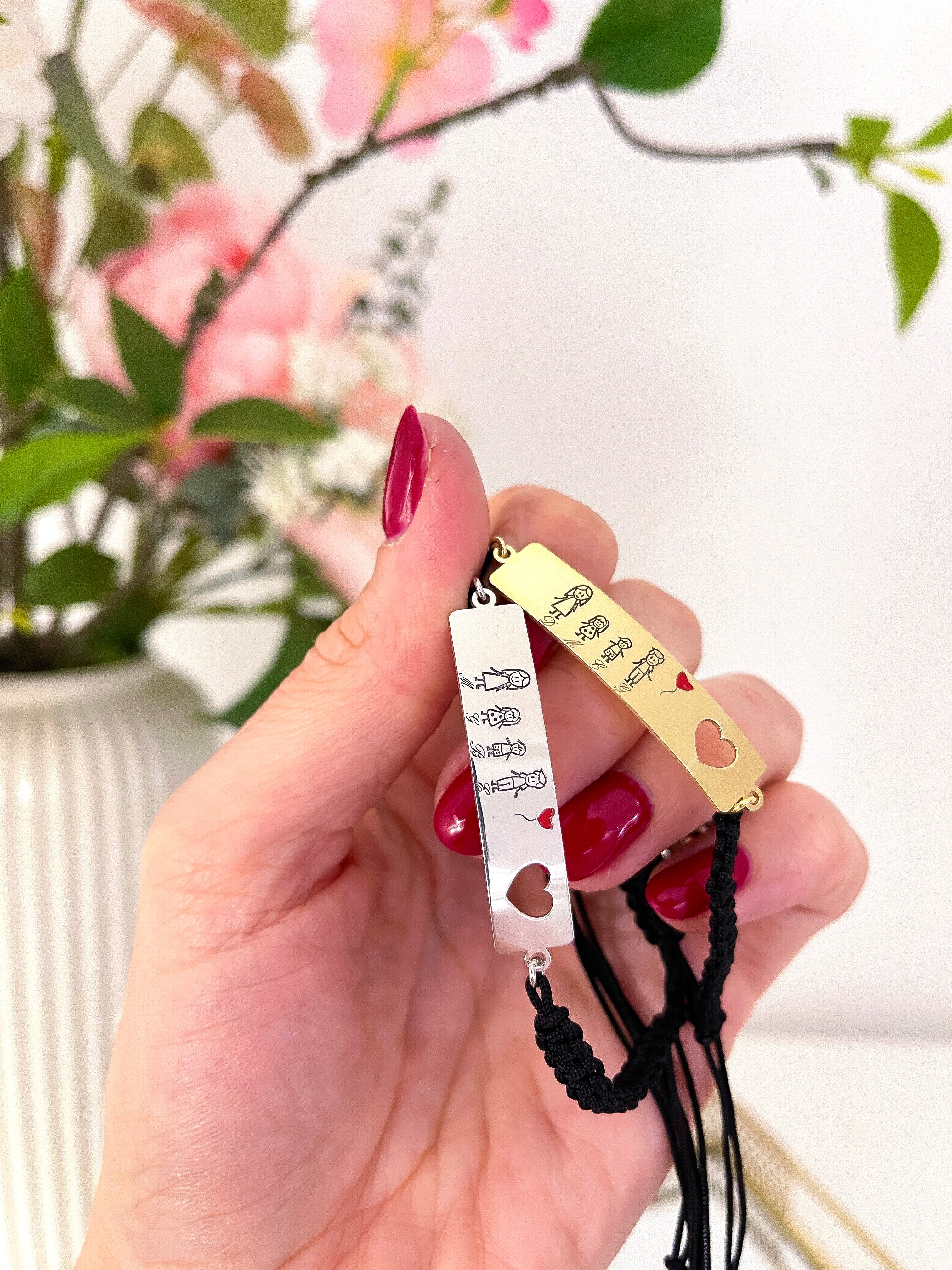 Bracciale Placchetta Family con Cuore Forato Unisex