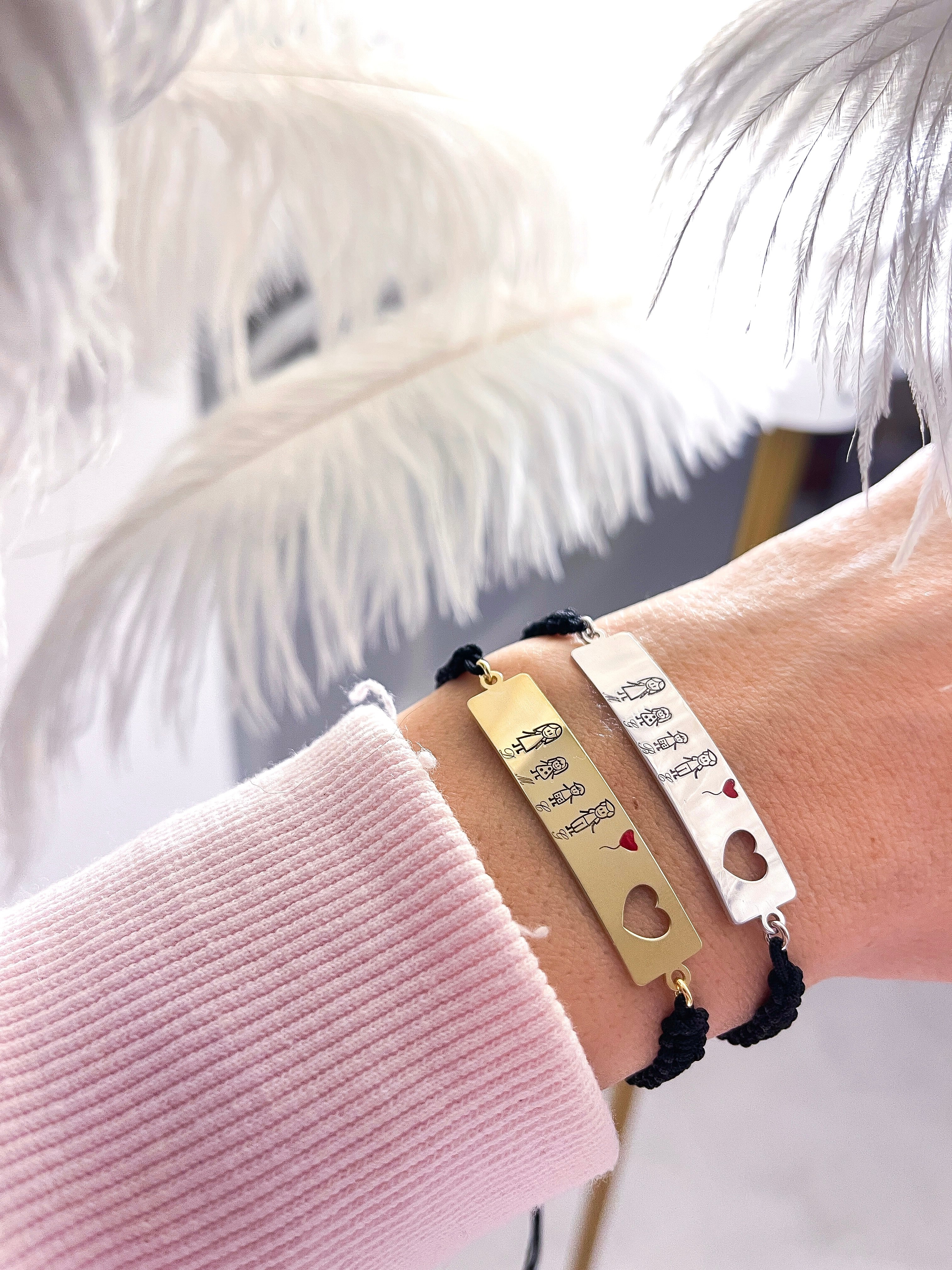 Bracciale Placchetta Family con Cuore Forato Unisex