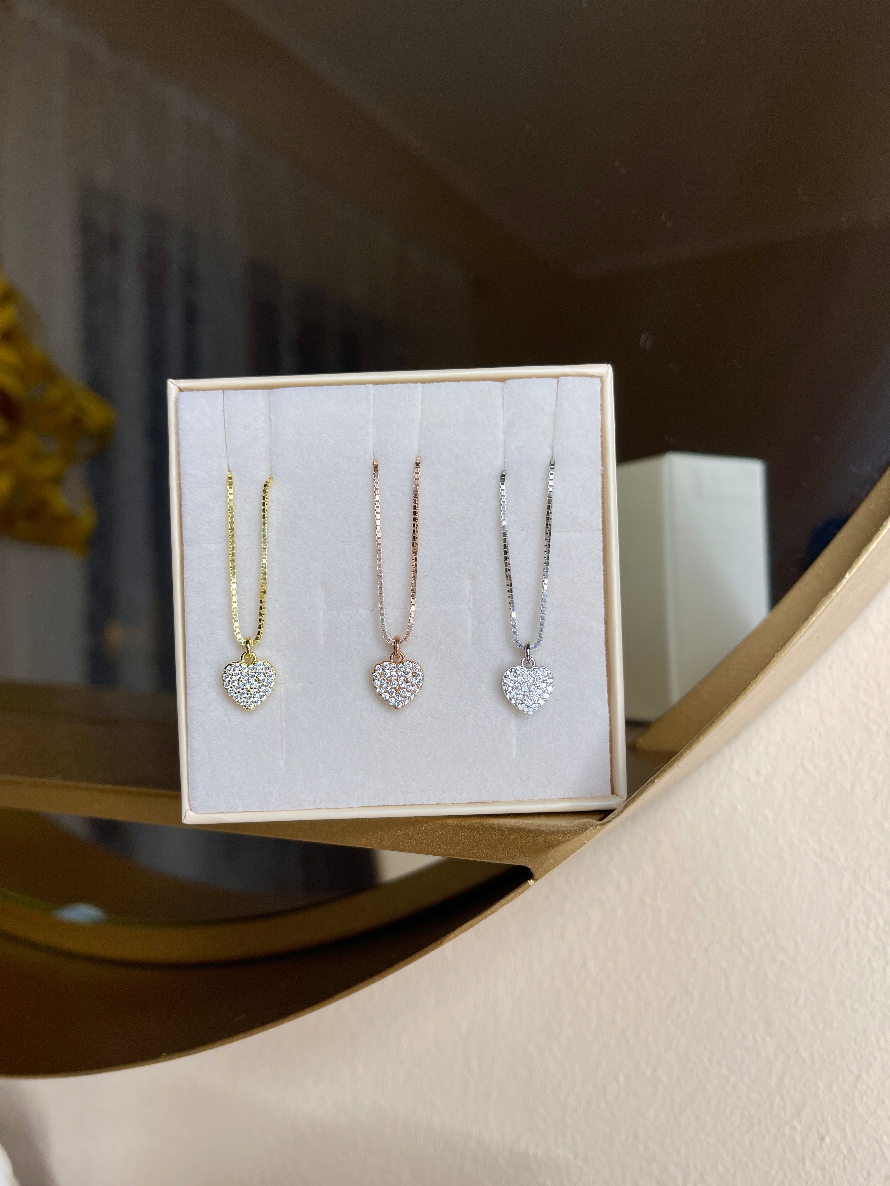 Collana Mini Cuoricino Pavè di Zirconi