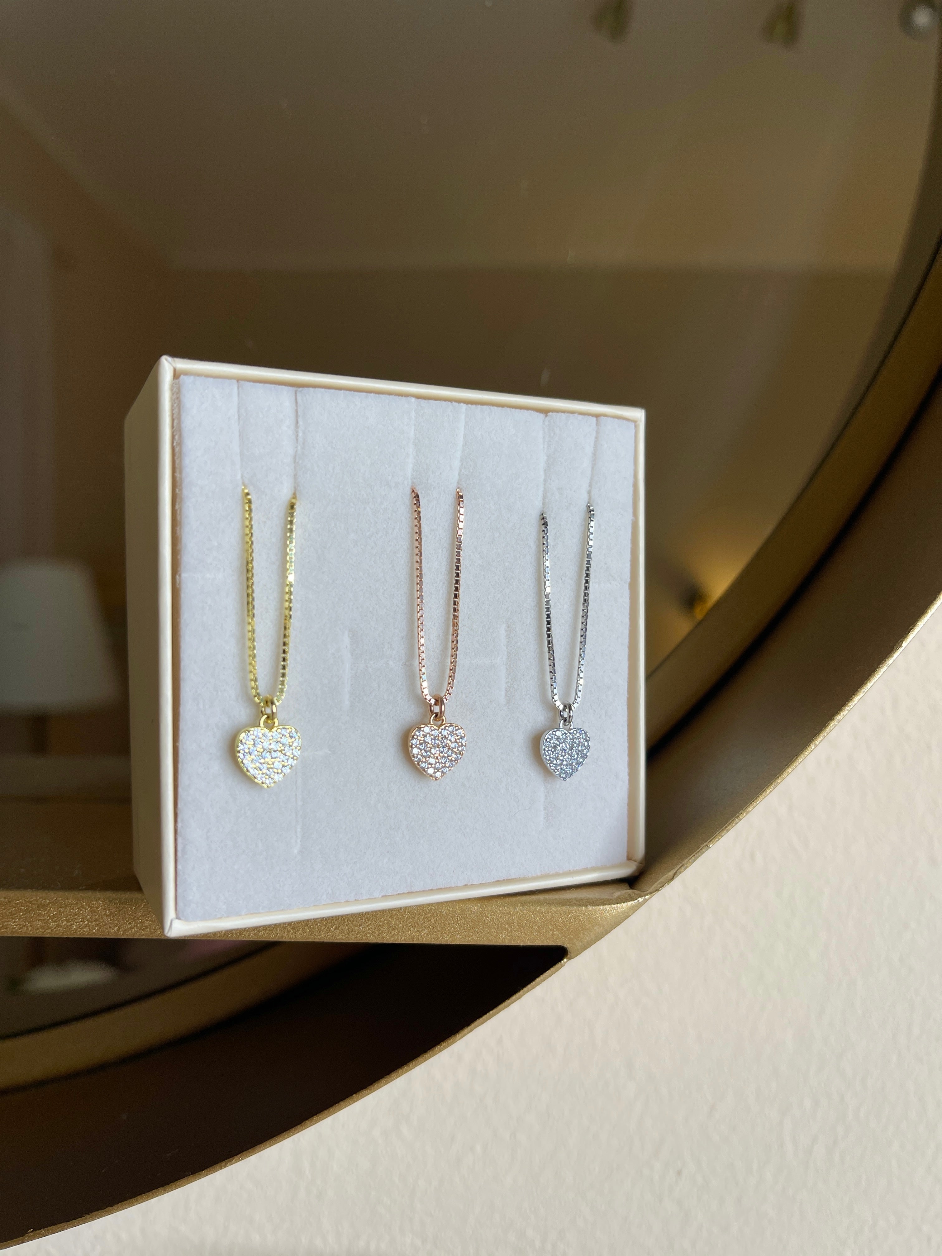 Collana Mini Cuoricino Pavè di Zirconi