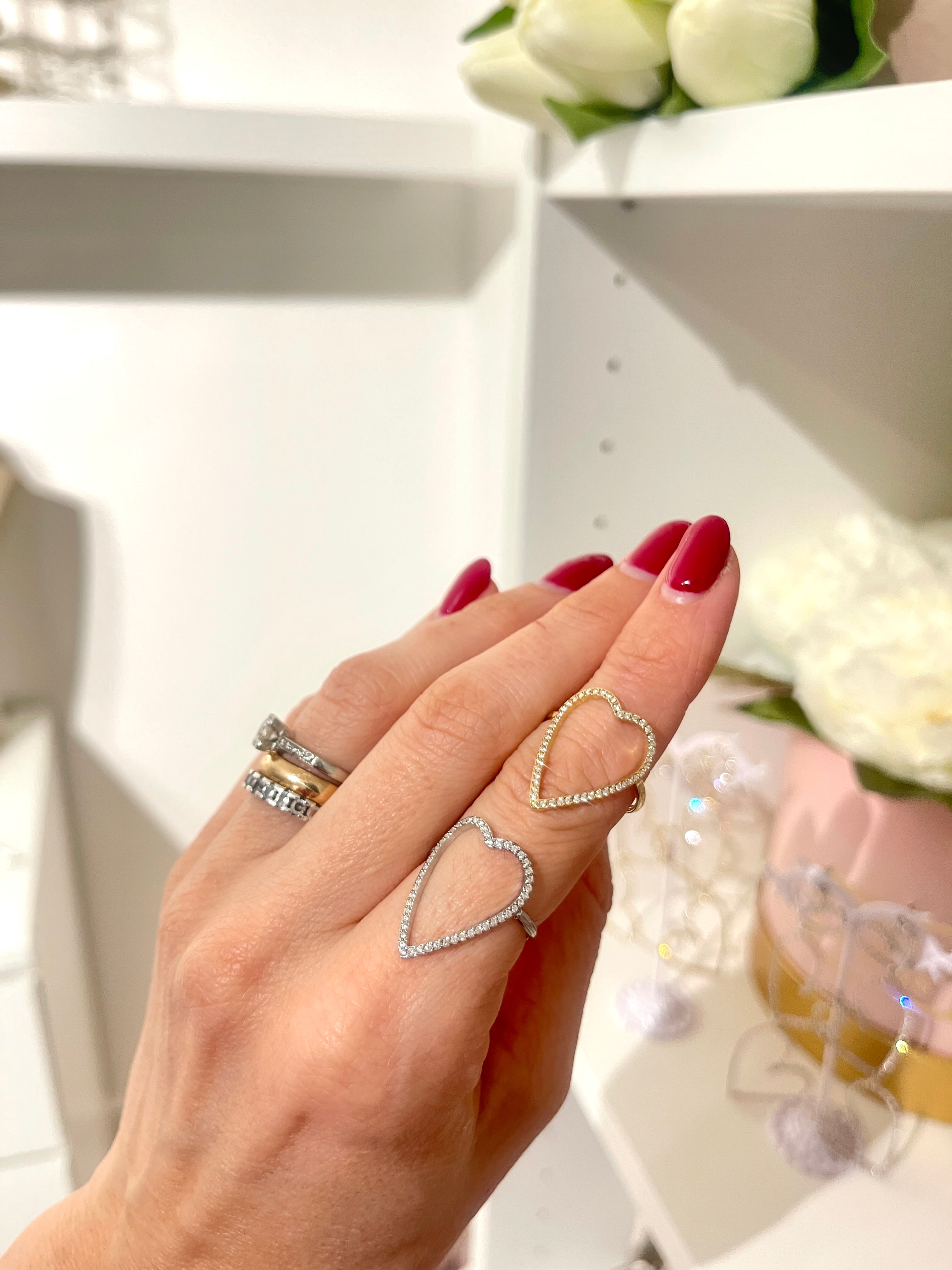 Anello Cuore Forato con Strass