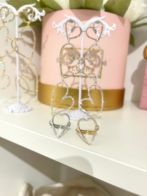 Anello Cuore Forato con Strass