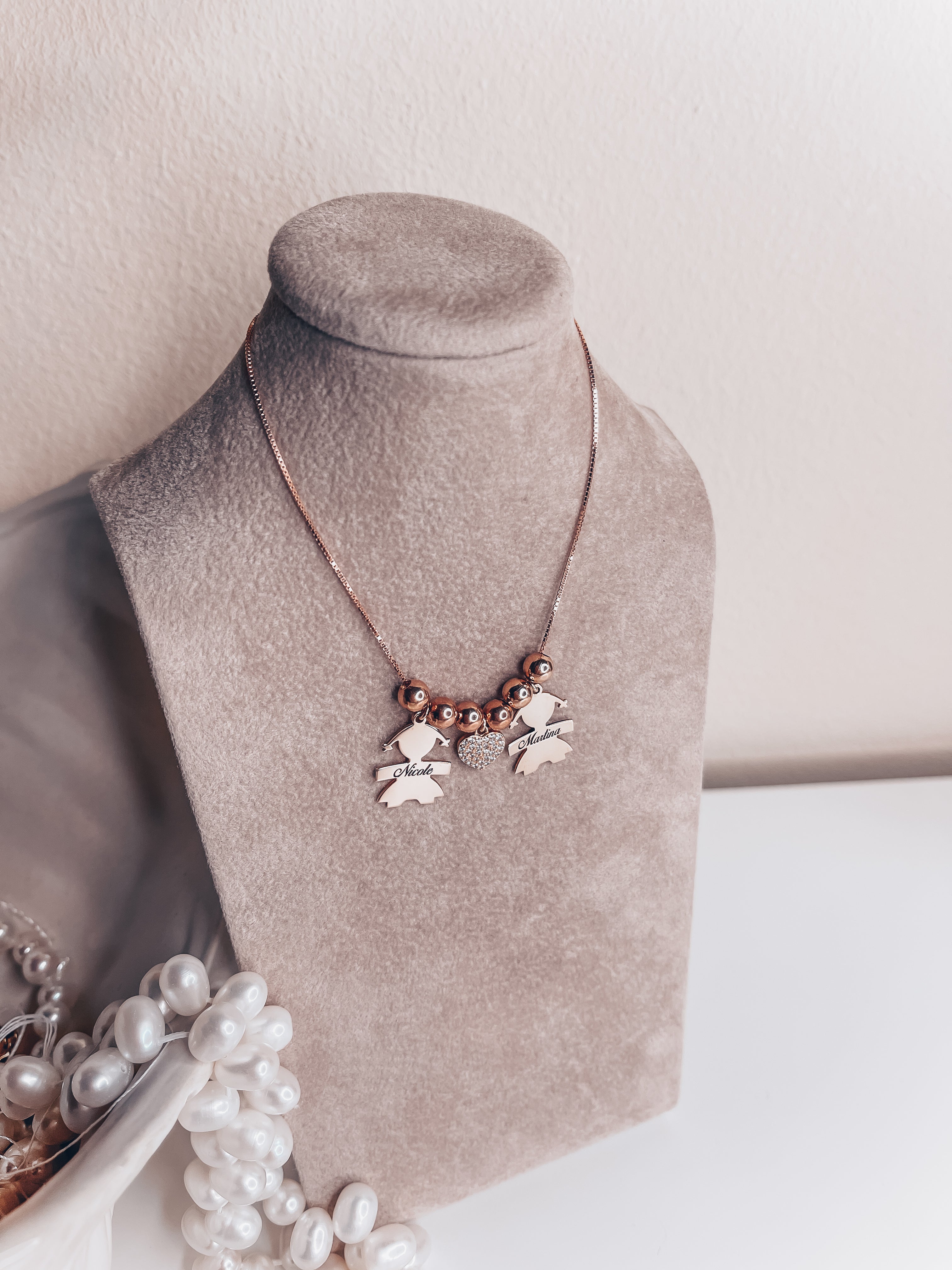 Collana Bebè Personalizzata con Cuore Pavè di Zirconi – Orchid Jewels