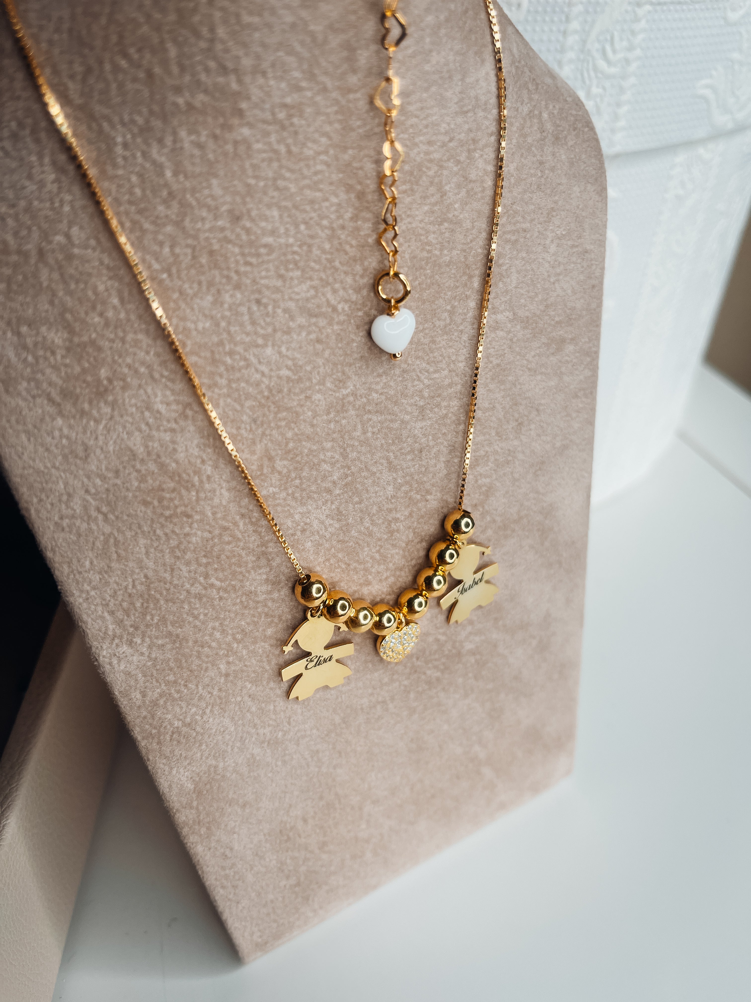 Collana Bebè Personalizzata con Cuore Liscio o Pavè