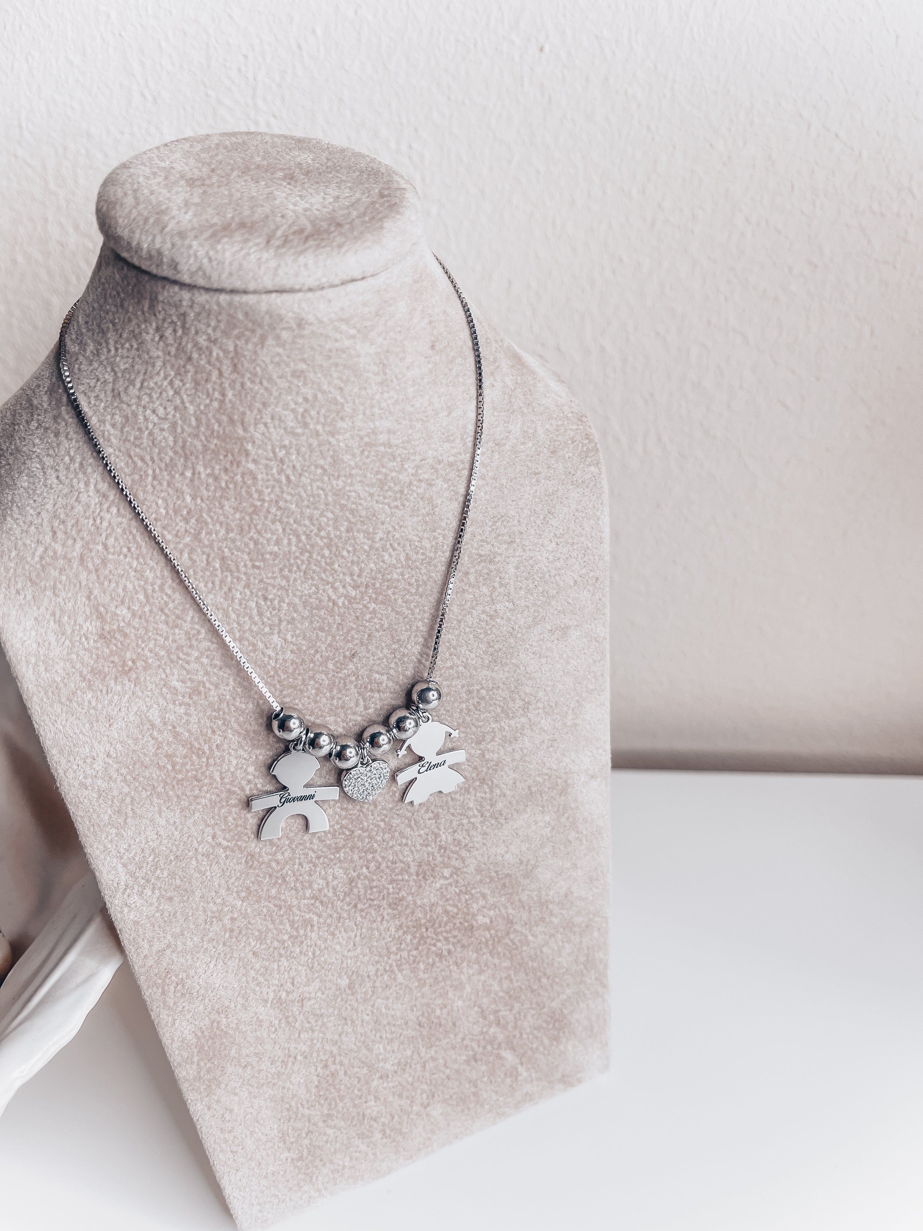 Collana Bebè Personalizzata con Cuore Liscio o Pavè