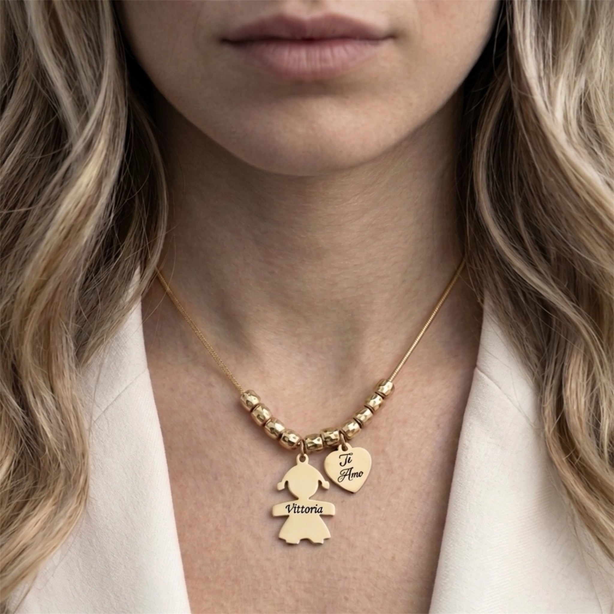 Collana Bebè con Pepite e Cuoricino