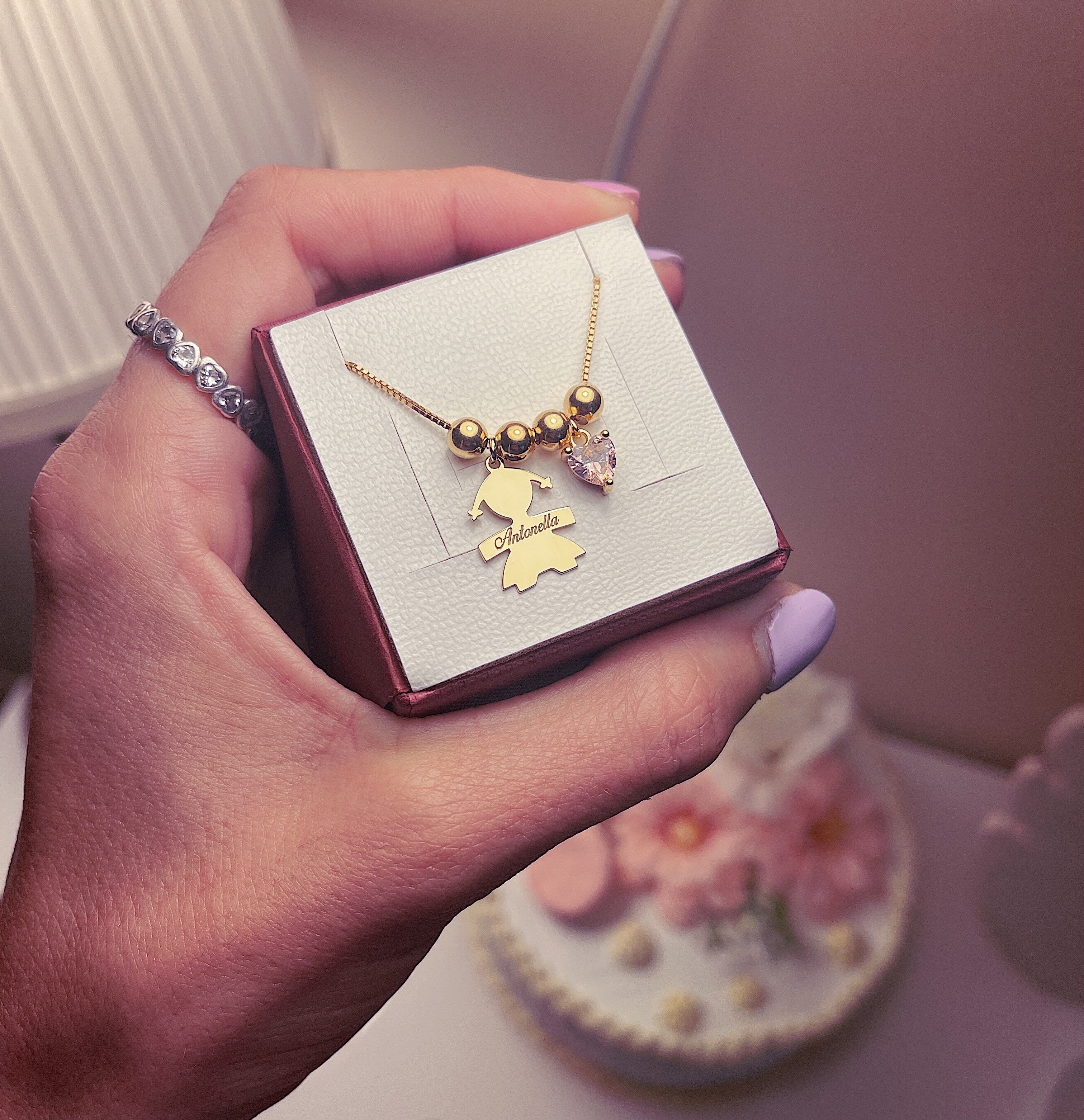 Collana Bebè Personalizzata con Cuore Colorato