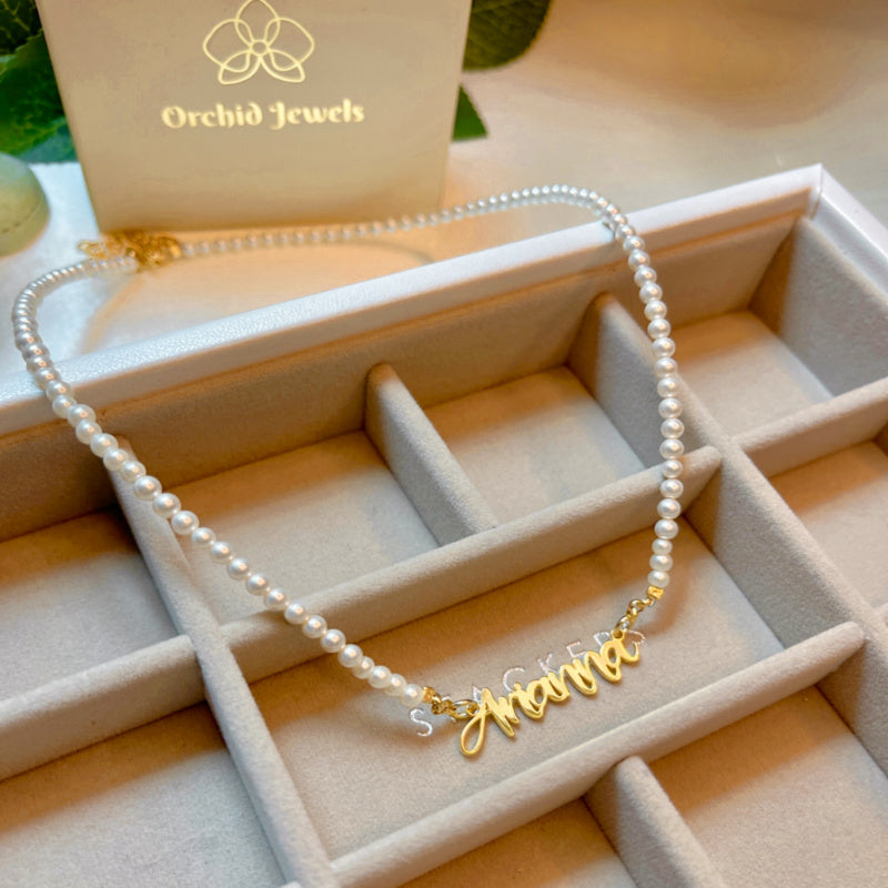 Collana Nome con Filo di Perle