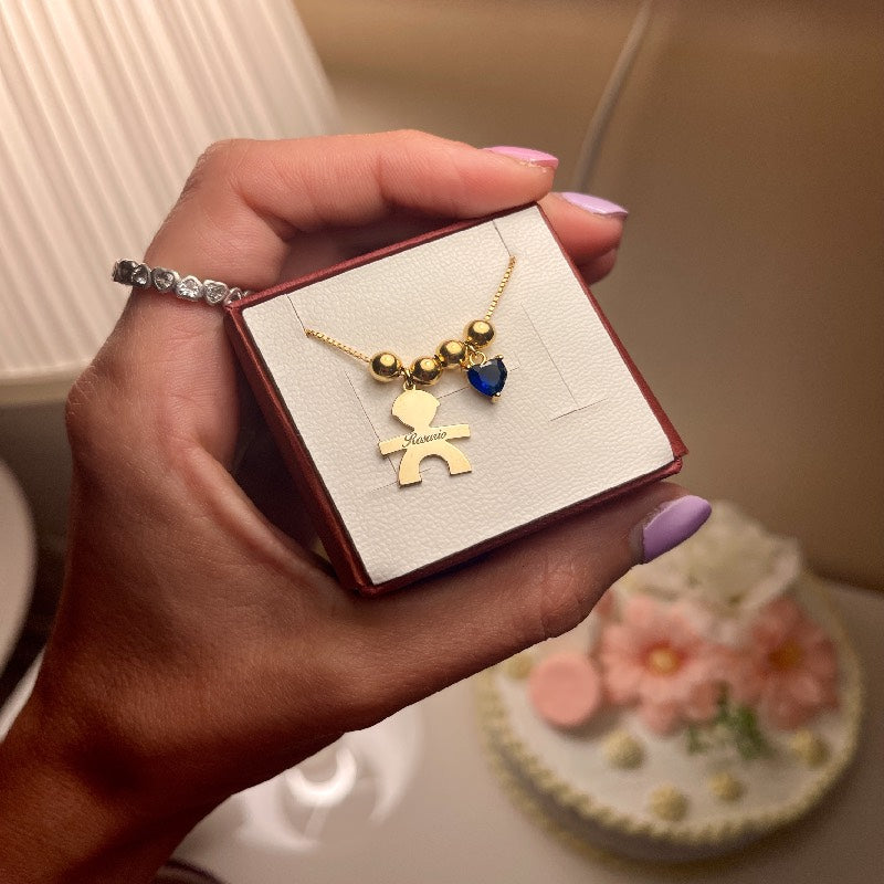 Collana Bebè Personalizzata con Cuore Colorato