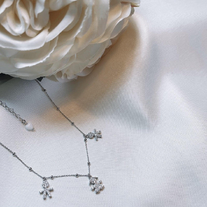 Collana Bebè di Zirconi con Catenina Sferette Alternate