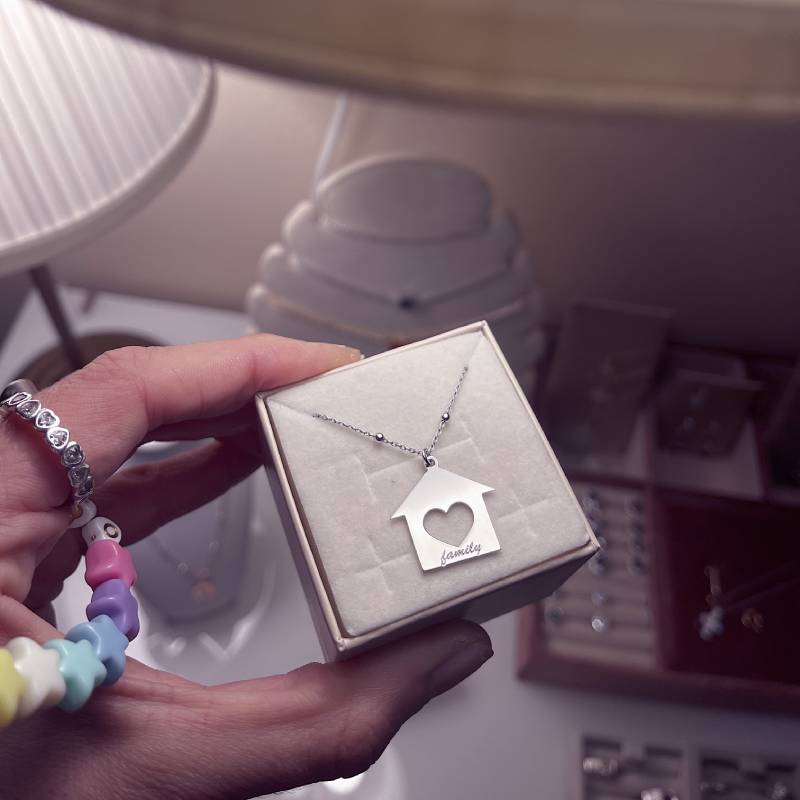 Collana Casetta con scritta Family Mini o Media