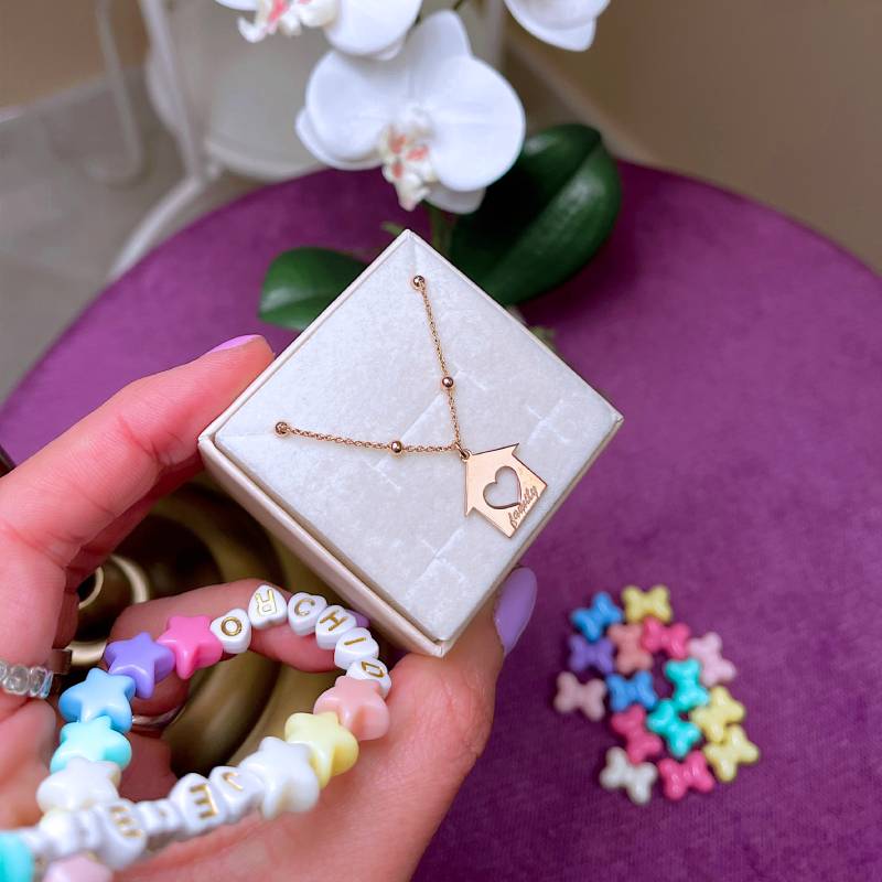 Collana Casetta con scritta Family Mini o Media